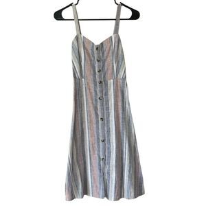 Derek Heart Sweatheart Neckline Stripe Cotton Blend Dress Size Small